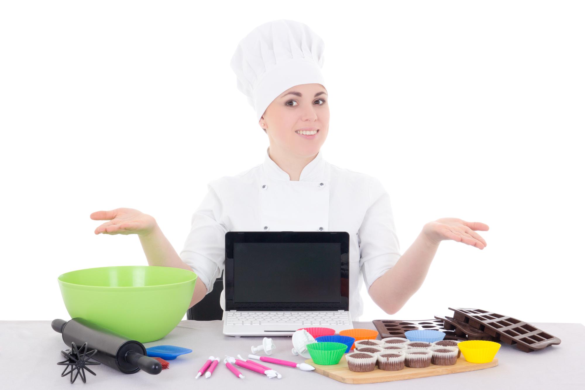 Chef che insegna online a studenti